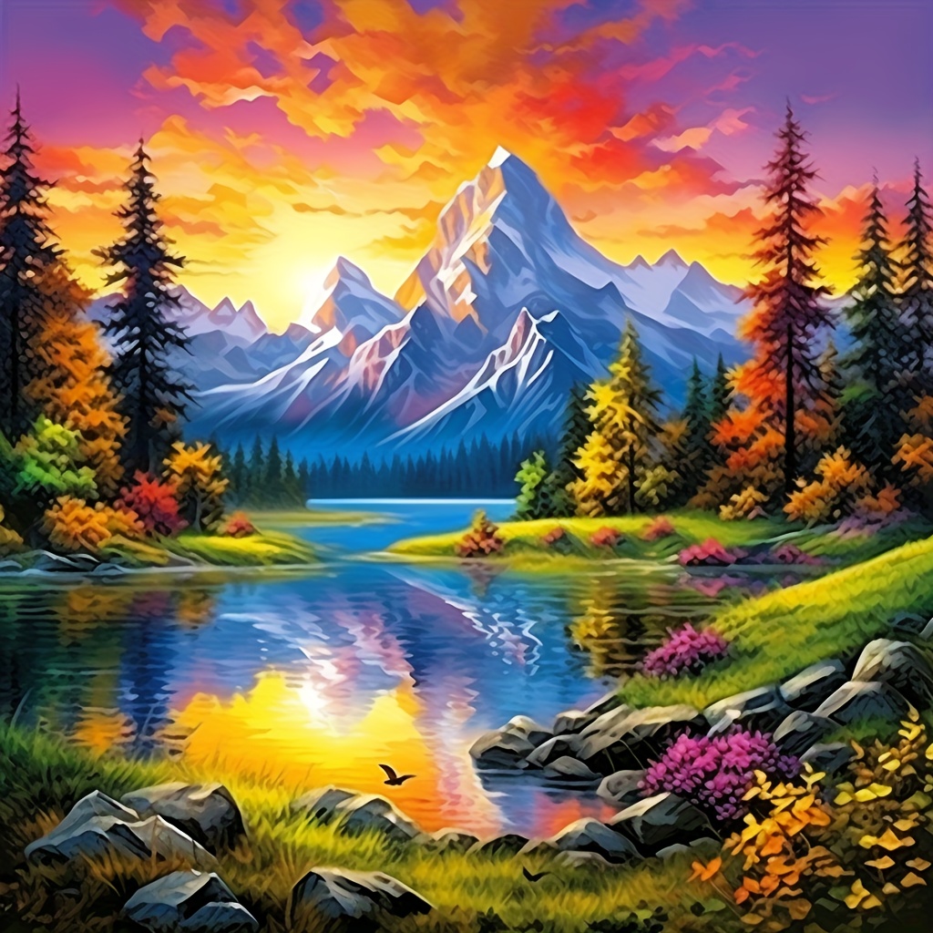 

1pc Large Size 40x40cm/15.7x15.7in Without Frame Diy 5d Diamond Painting, Beautiful Scenery, Full Rhinestone Painting, Diamond Art Embroidery Kits, Handmade Home Room Office Wall Decor