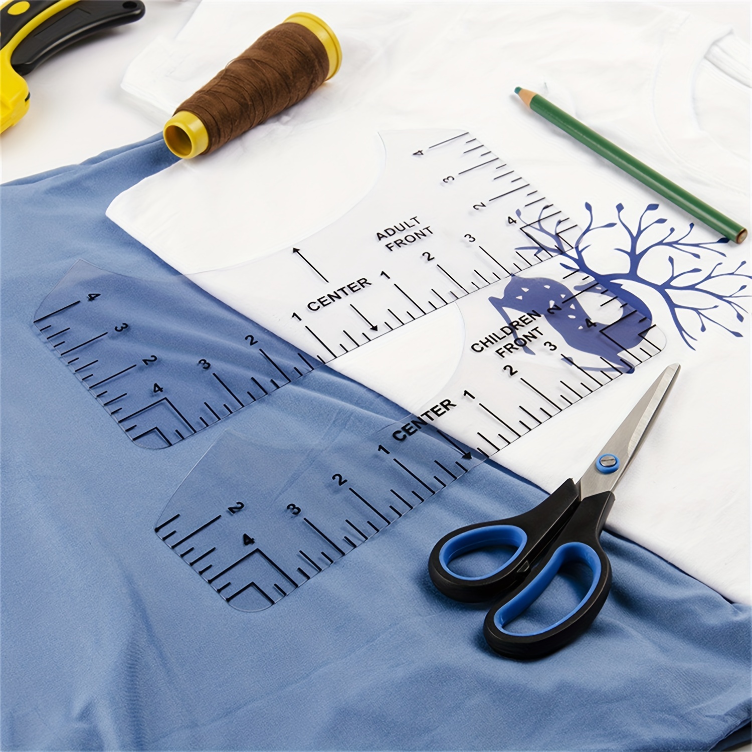 Wefuesd Crewneck T Shirt Alignment Ruler PVC Sewing Collar Measuring Clothes Tool Ruler Set Crewneck T Shirt Centering Ruler, Measuring Tape, Tools
