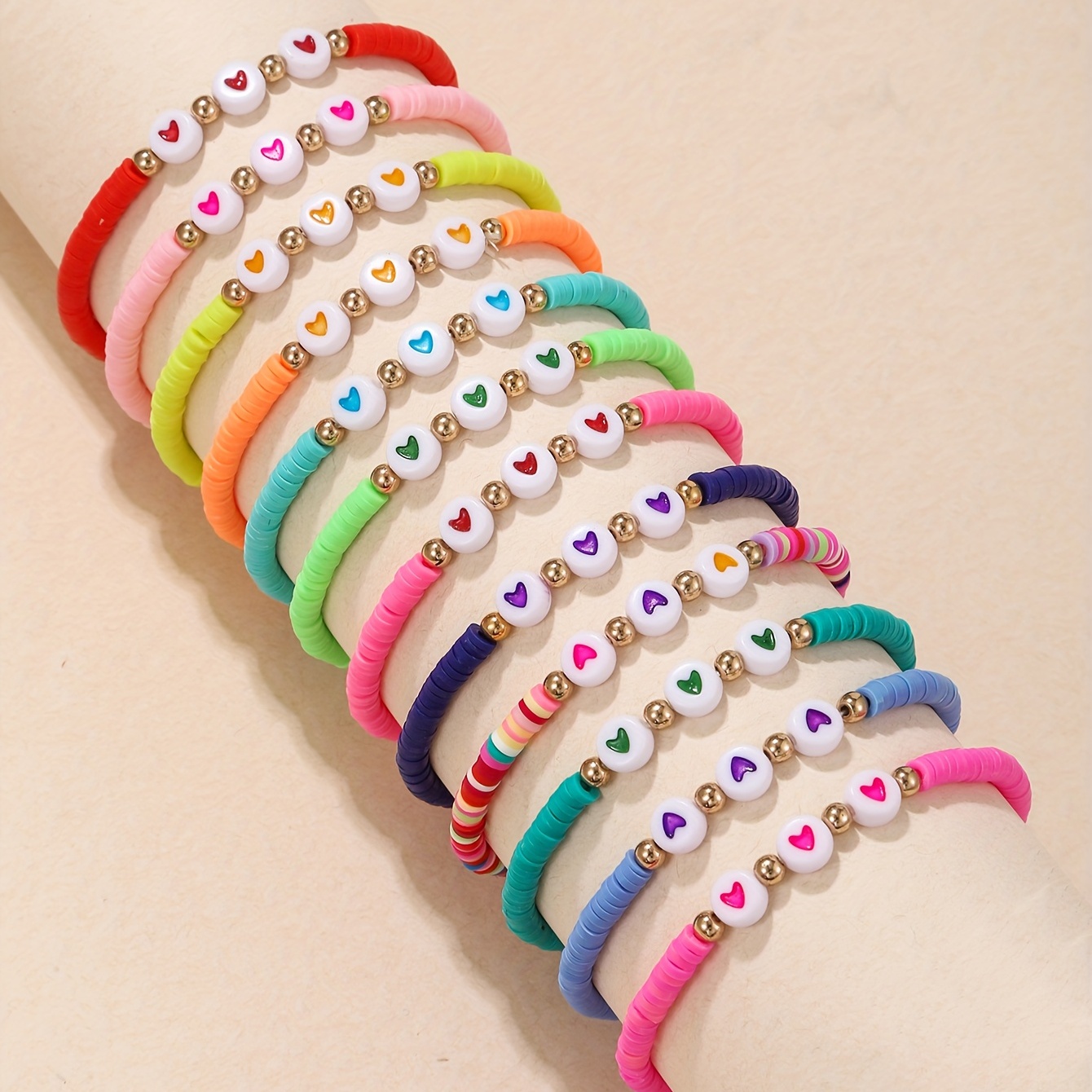 11pcs Letter Patter Beads Beaded Bracelet Set With Colorful Clay Beads  Stackable Friendship Bracelet