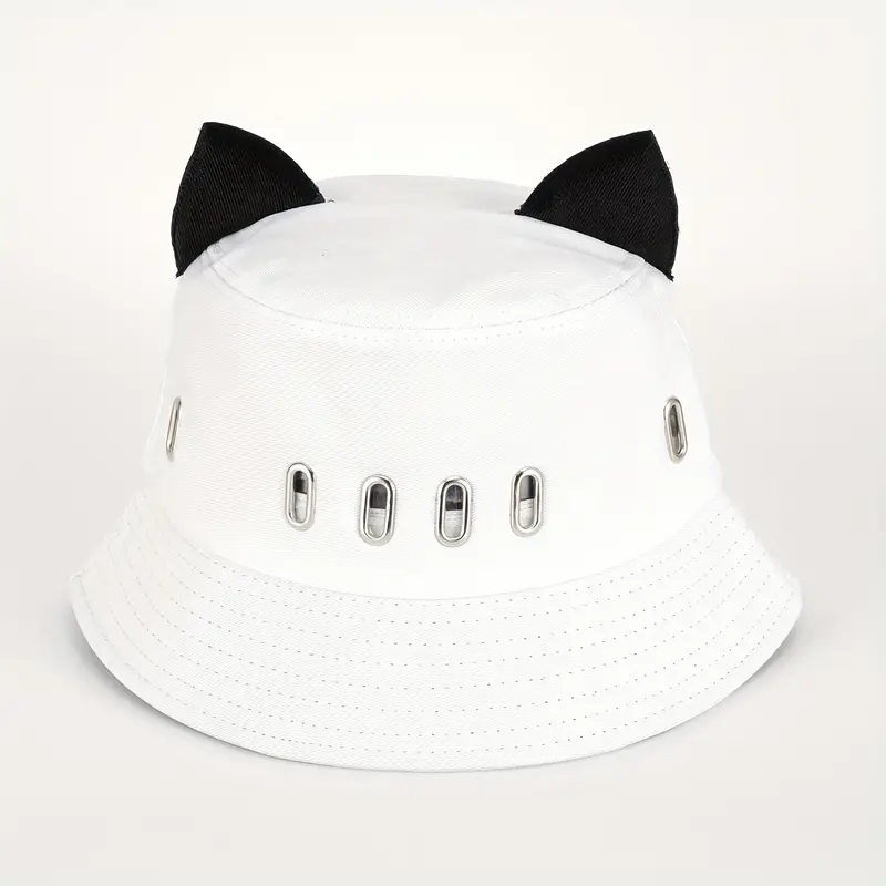 Y2k Hollow Cat Ears Bucket Hat Couple Hip Hop Casual Basin - Temu