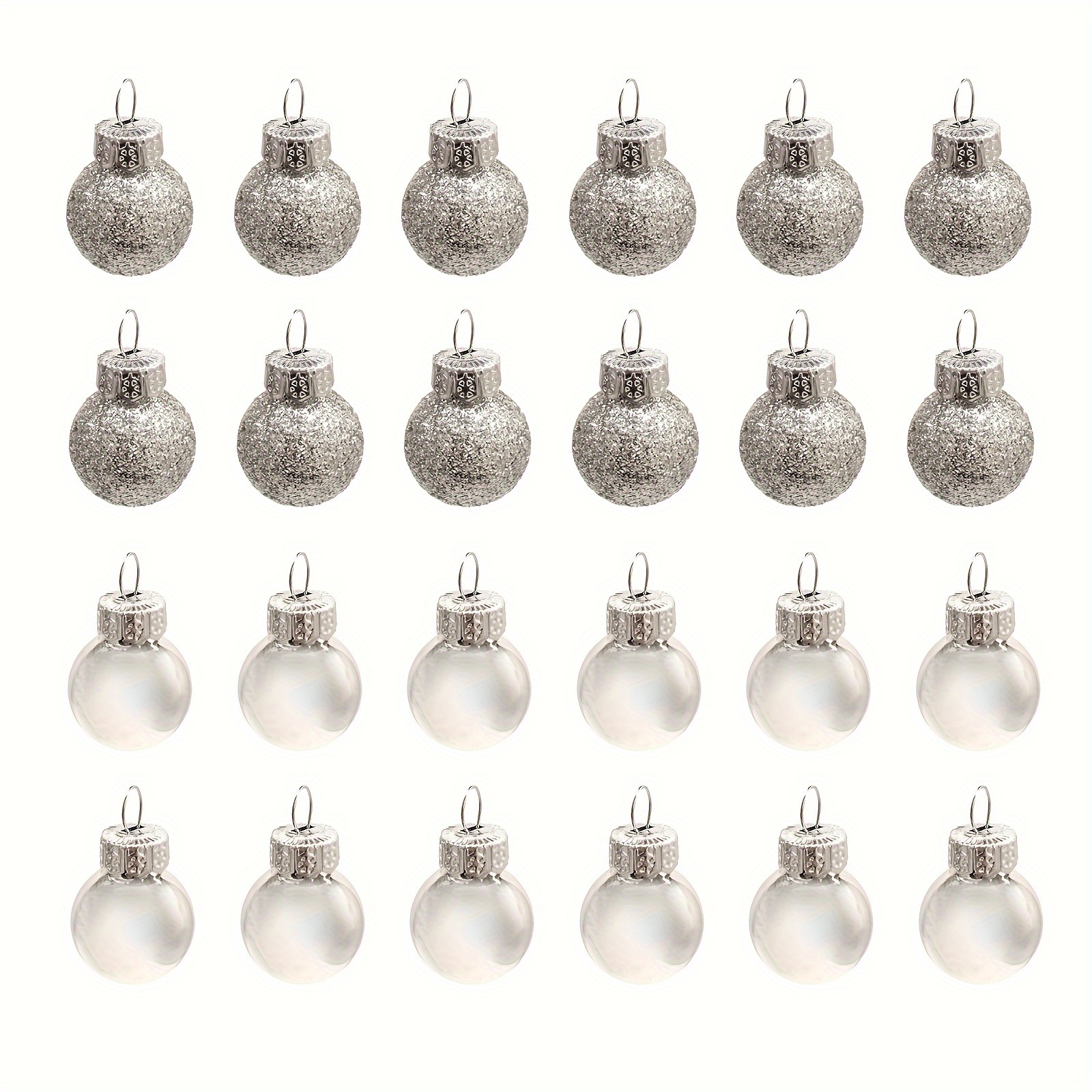 24 Pcs Christmas Balls Ornaments for Xmas Tree - Shatterproof Christmas Tree Decorations Small Hanging Ball 1.18 inch ,4 Style, Blue