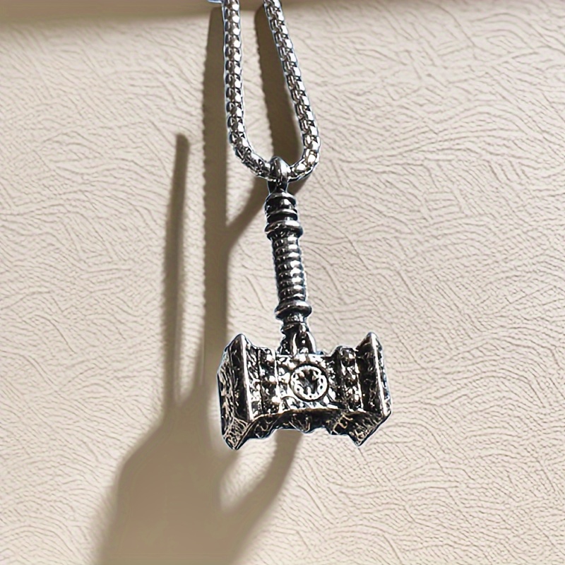 Fashion Men's Stainless Steel Hammer Man Pendant Necklace Street - Temu