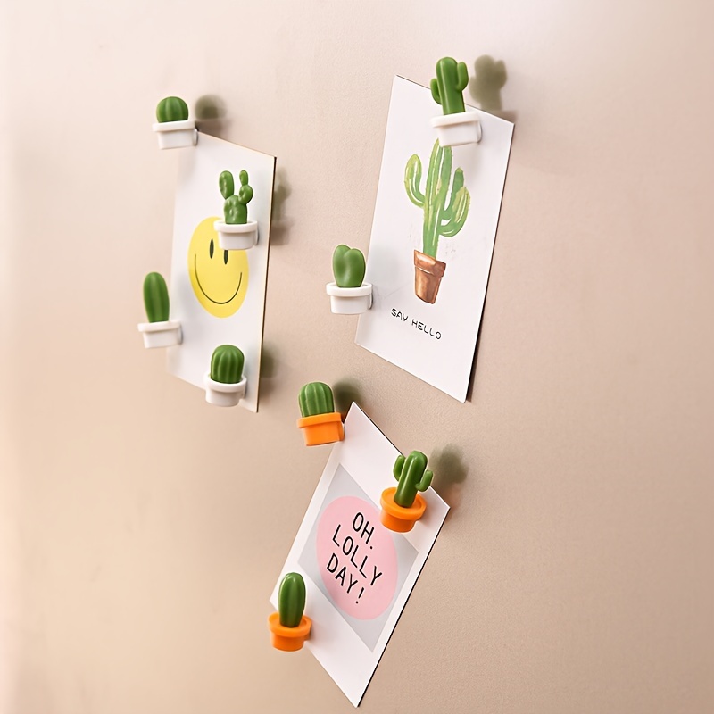 12pcs, Fridge Magnets, Cartoon Fridge Magnets, Kawaii Cactus Refrigerator  Magnets, Whiteboard Magnets Sticker, Decorative Refrigerator Magnets, Cute O