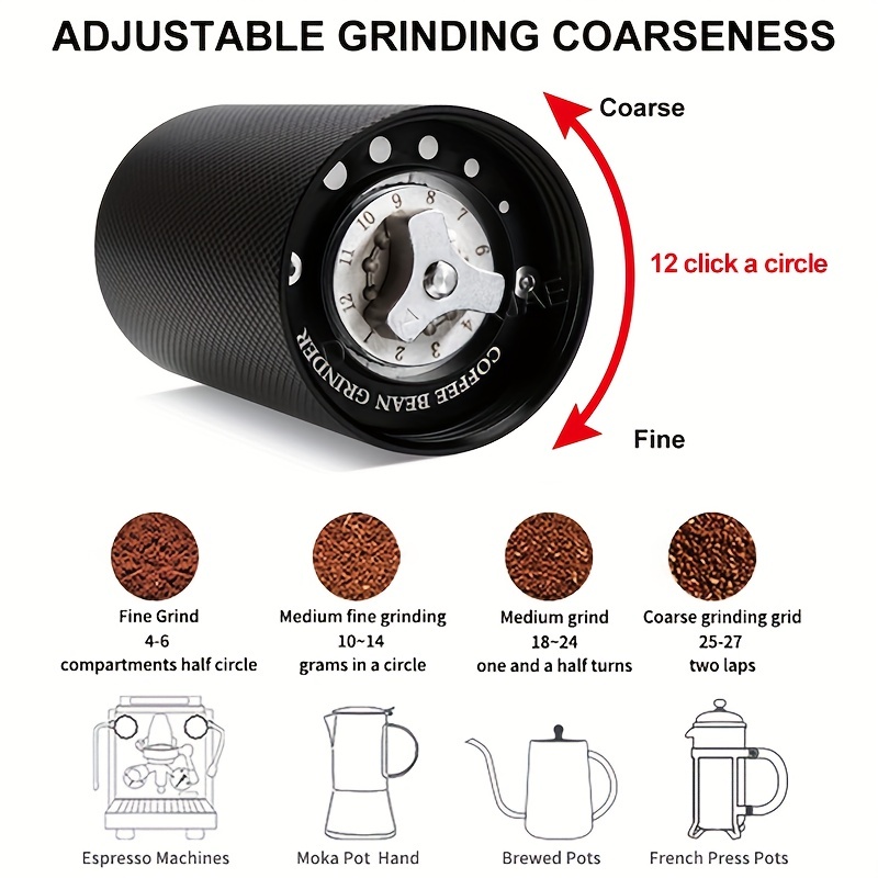 Manual Coffee Grinder Stainless Steel With Adjustable Coarseness Setti