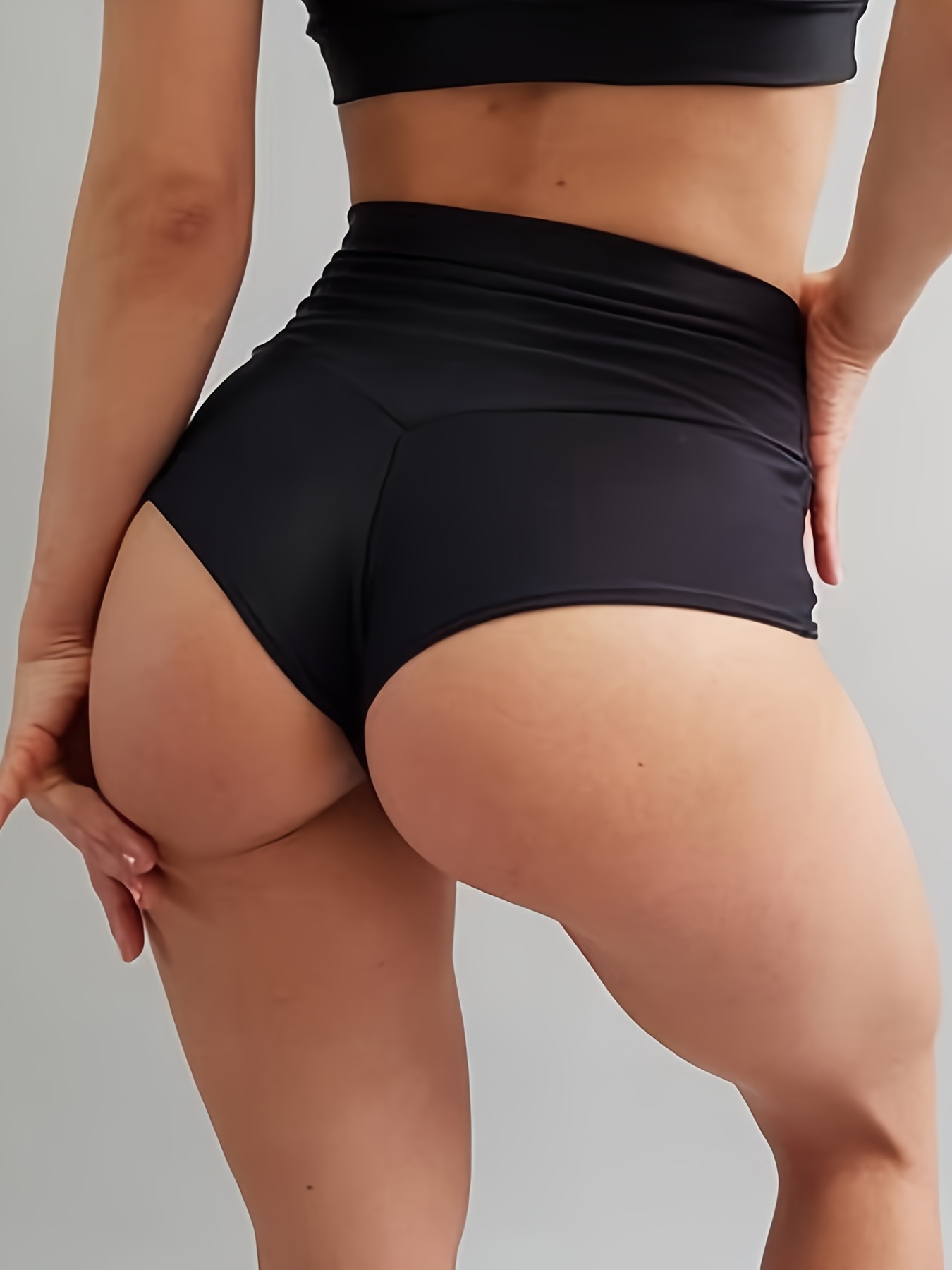 Women's Solid Skinny Shorts, Sexy High Waist Yoga Shorts, Casual Comfy