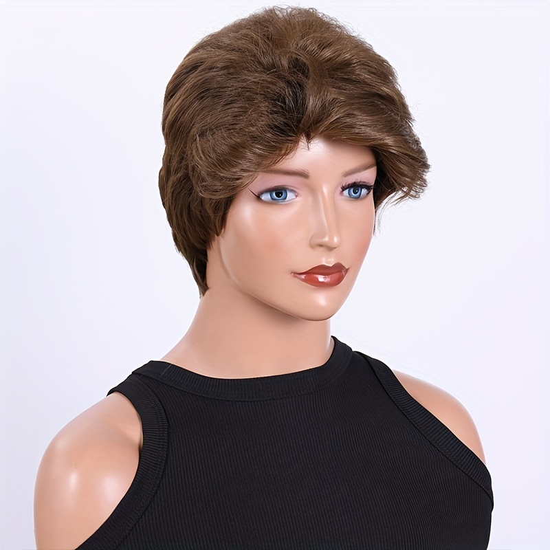 Short Bob Wig With Bangs Pixie Layered Wavy Wig