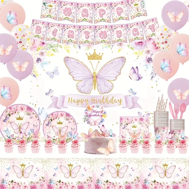 Butterfly Themed Tableware Set for Bridal Shower or Birthday Party
