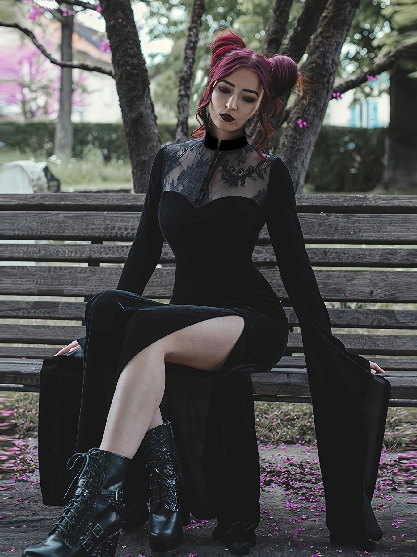 Women Gothic Dresses, Y2K Vintage Grunge Layered Lace-up Dress, Punk Goth  Dress, Women's Clothing