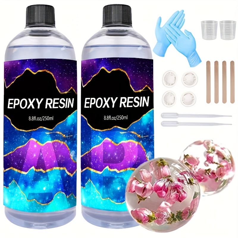 Kit de resina epoxi transparente, suministros de Arte de alto brillo y  burbujas para revestimiento y