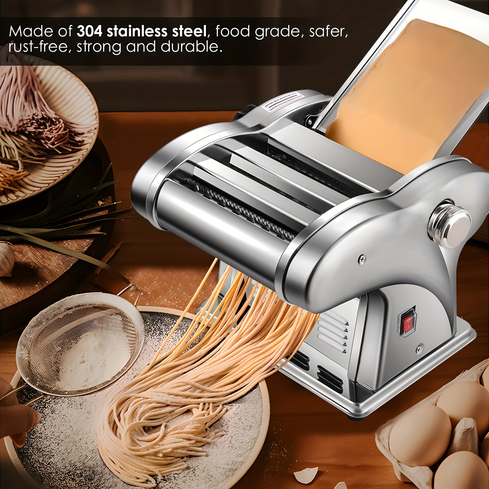 Commercial Pasta Roller Machine, Hand Crank Noodle Maker Adjustable  Thickness US