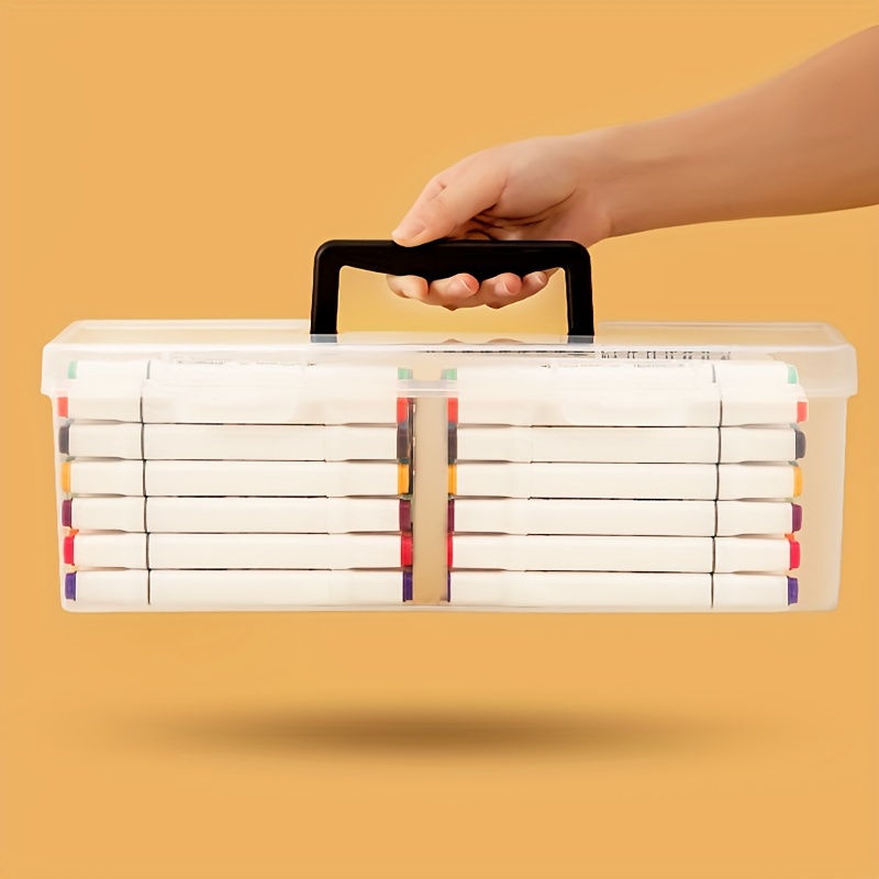 Portable Plastic Storage Box With Handle Marker Pen - Temu