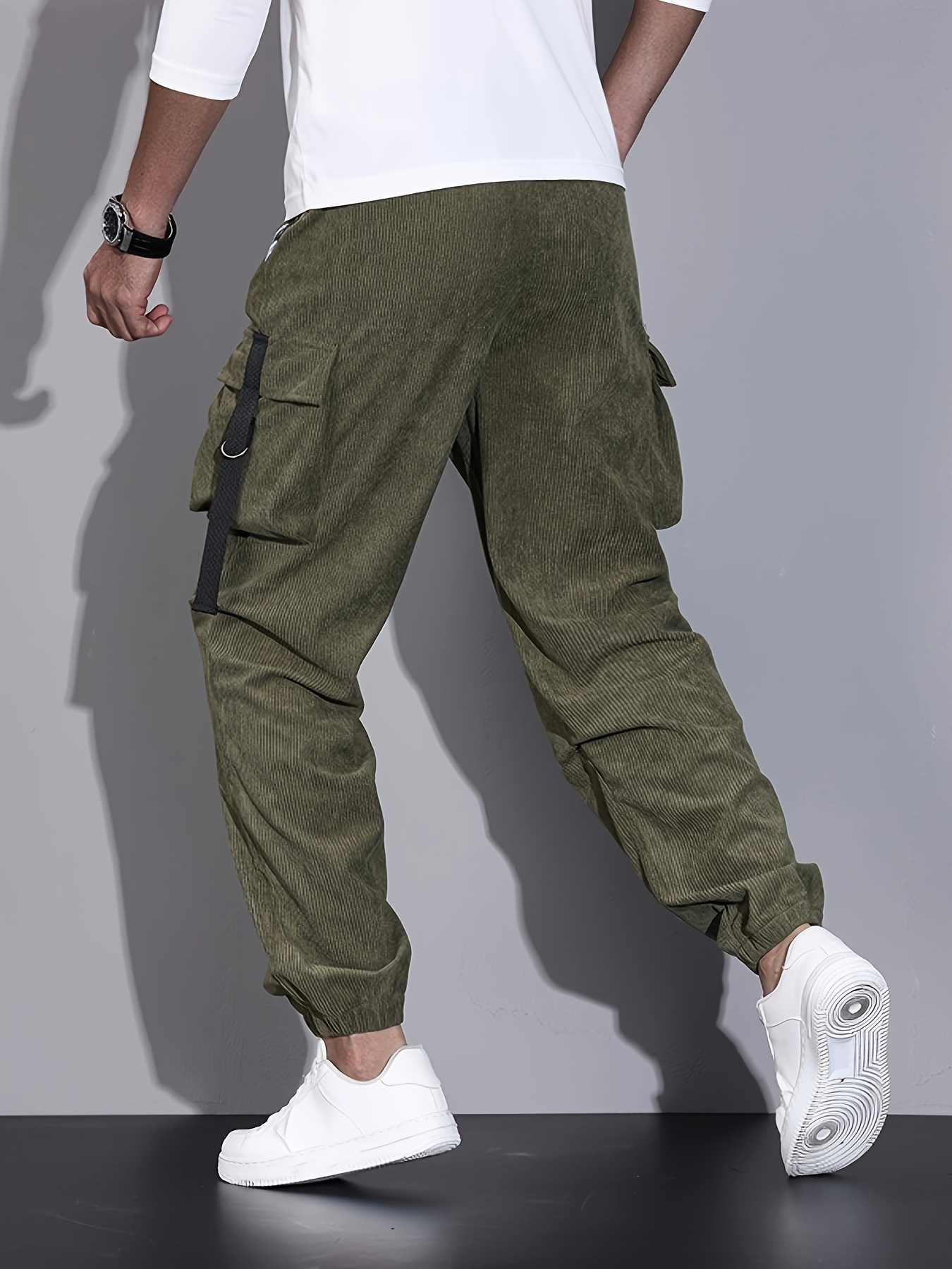 Mens Casual Corduroy Pants Fashion Sweatpants Baggy Hip Hop Drawstring  Trousers