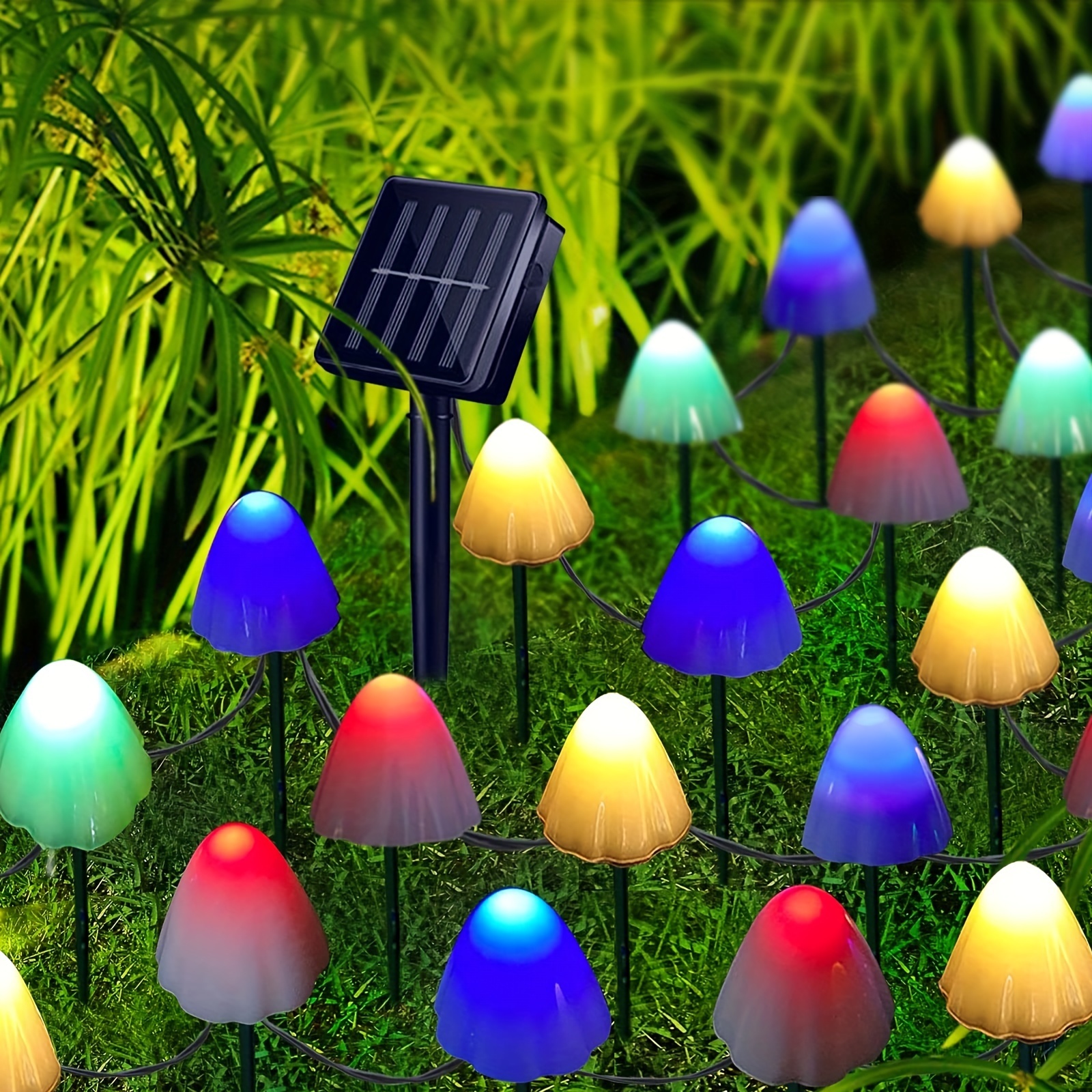 30pcs, Mushroom Solar Lights, 8 Modes Outdoor Fairy Lights With 800Mah Battery Waterproof Garden Light For Backyard Wedding Christmas Party, Waterproof Solar Patio Lights, Crystal Ball Lights Solar Fairy Lights Garden Yard Porch Decor