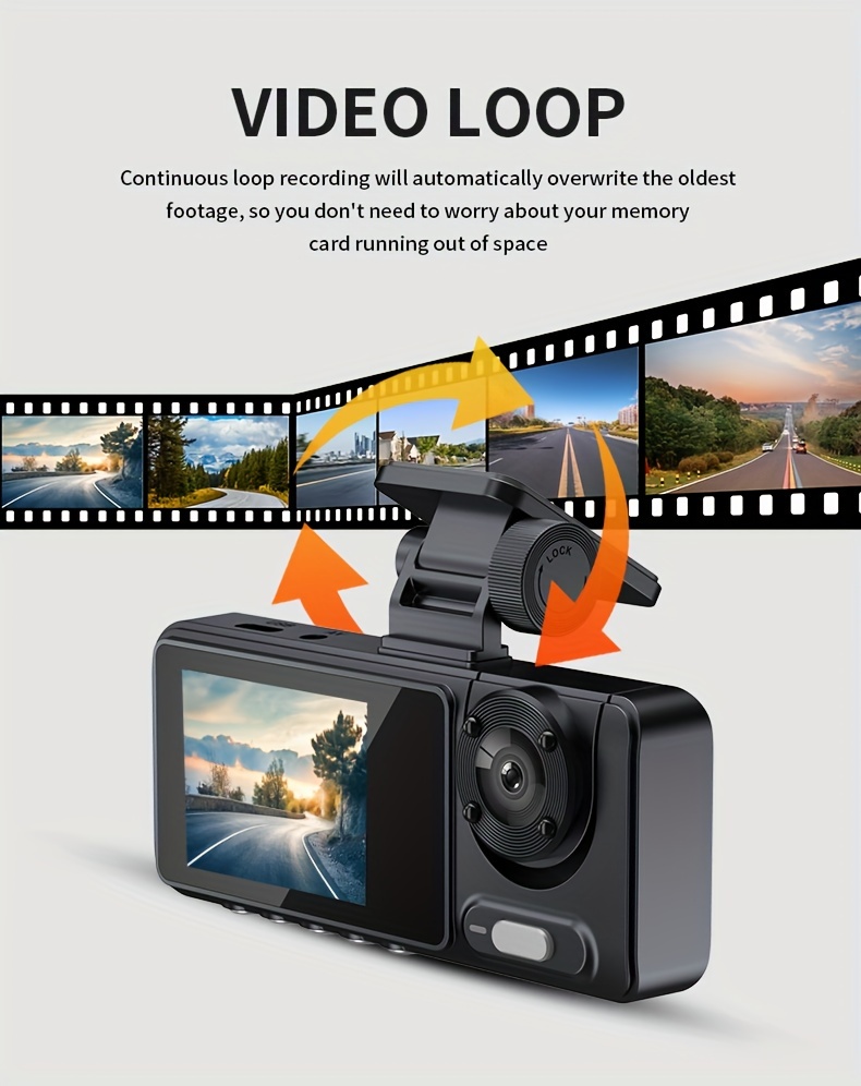 3 Channel Car Dvr Hd 1080p 3 lens Inside Vehicle Dash Cam Temu Qatar