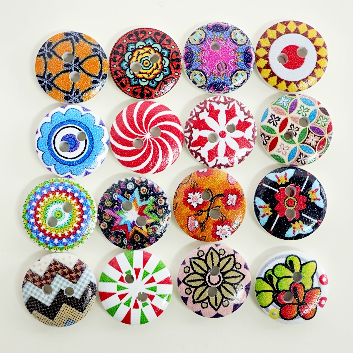 Multicolor Four Holes Wooden Buttons Diy Handmade Clothing - Temu