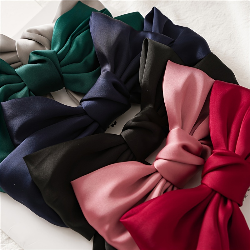 Big Satin Solid Bow Hair Clips Hairpin Women Barrettes 1pc
