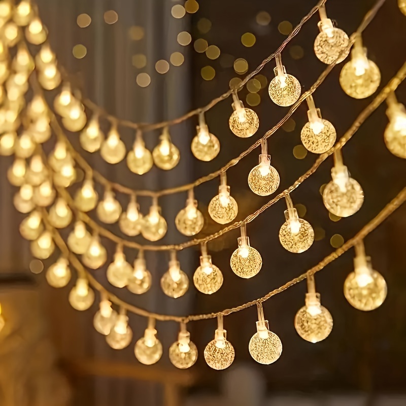 Led Color Warm White Small Round Ball String Lights Yard - Temu