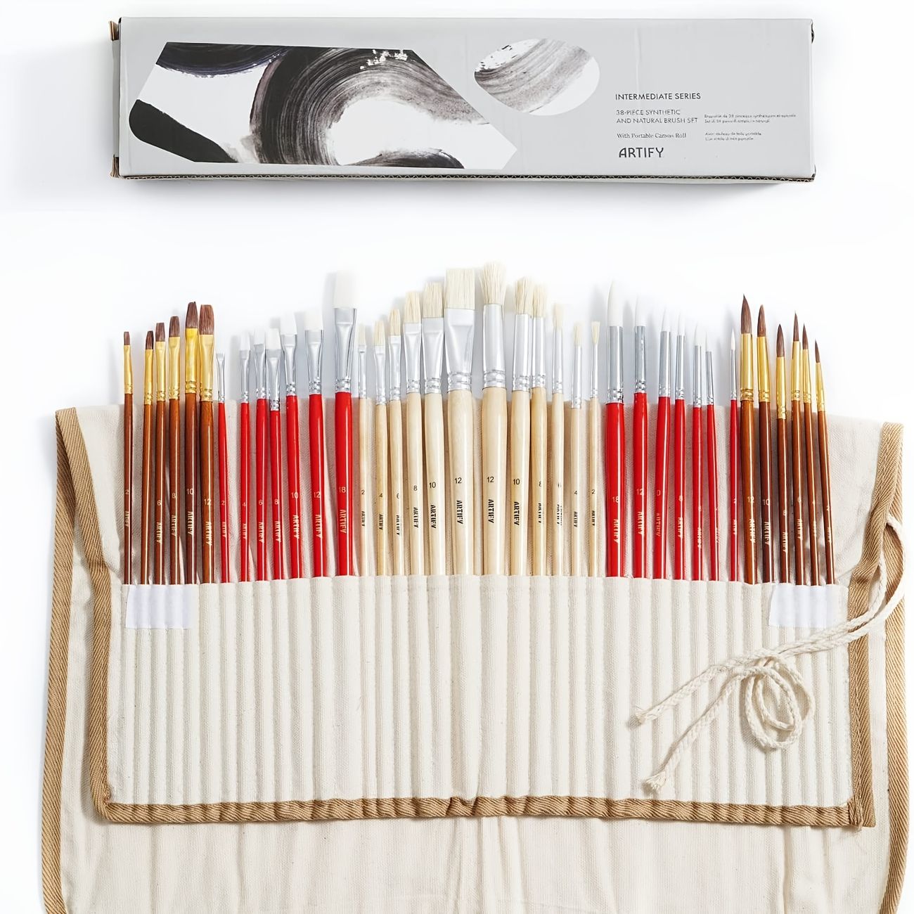 Artify 38 Pieces Paint Brushes Intermediate Series Hog Bristle Horse Hair  And Nylon Hairs Art Set Includes A Carrying Canvas Roll For Acrylic Oil  Watercolor And Gouache - Arts, Crafts & Sewing - Temu