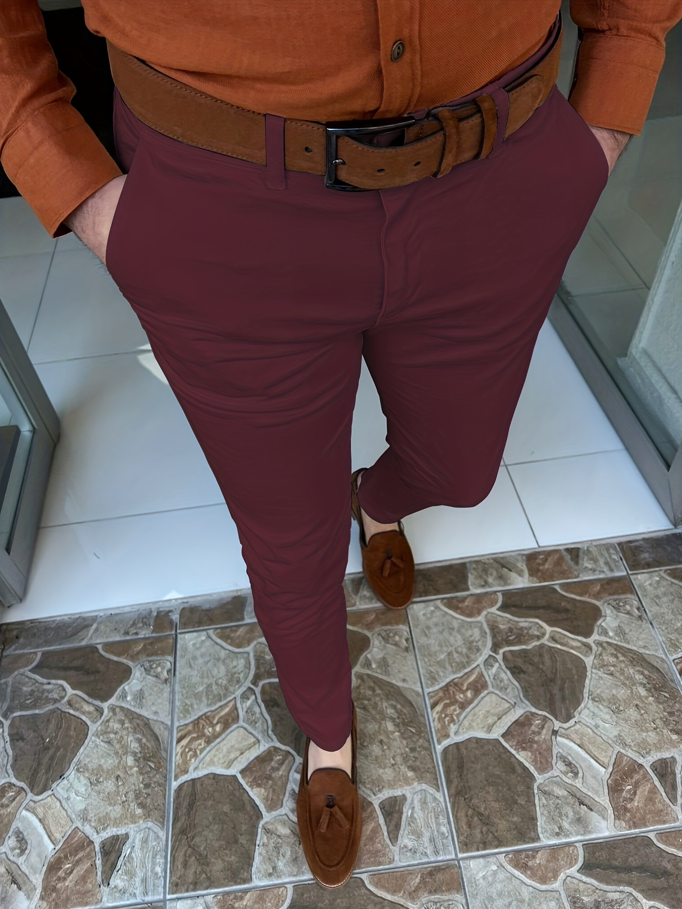 Slim Burgundy Wool-blend Modern Tech Suit Pant | Express