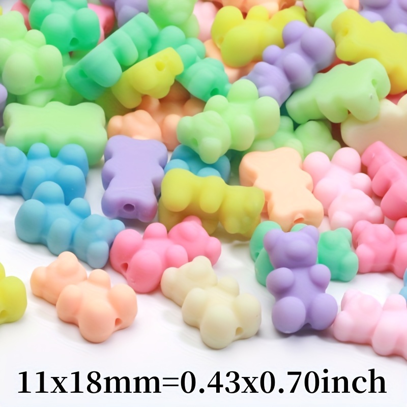 20pcs 11*18mm Mixed Solid Color Gummy Bear Rubber Acrylic Loose Beads For  Bracelet Necklace DIY Crafts Jewelry Making Supplies