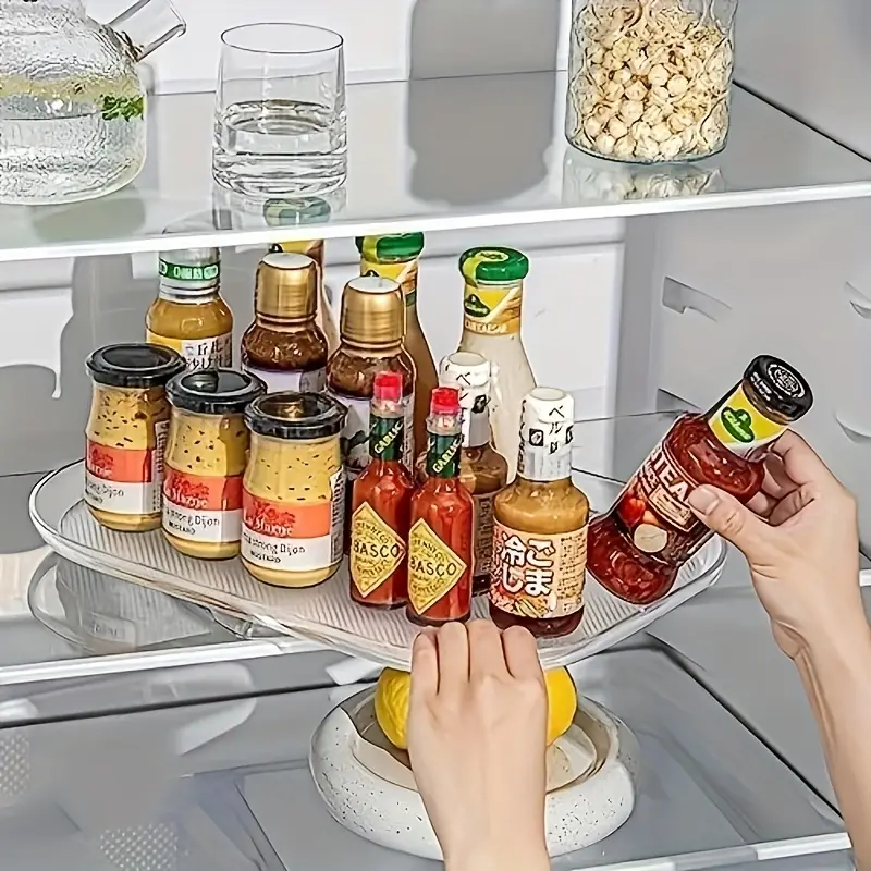 1pc, Square Lazy Susan Organizer For Refrigerator, Lazy Susan Turntable  Organizer For Refrigerator, Condiment Storage Rack For Kitchen, Pantry,  Cabine