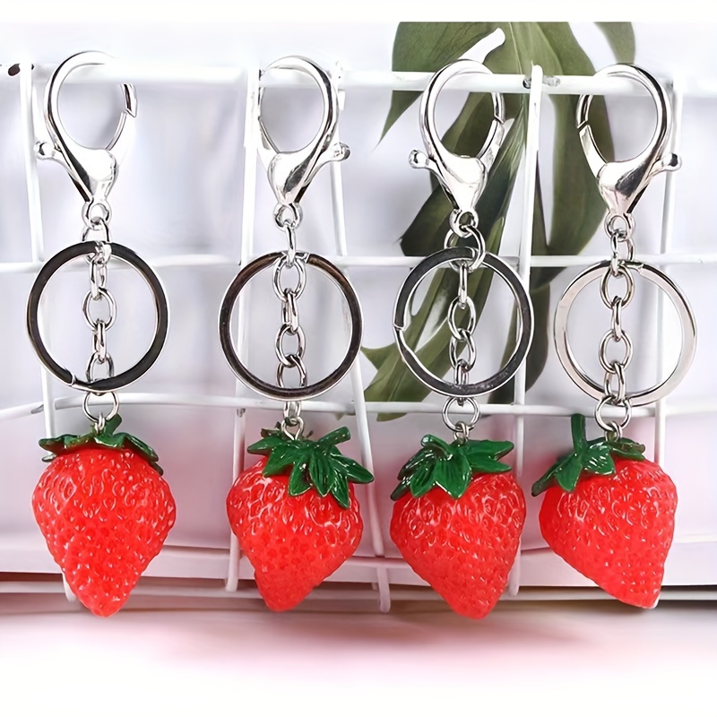 Gestrickter Obst Schlüsselanhänger, Simulation Erdbeere