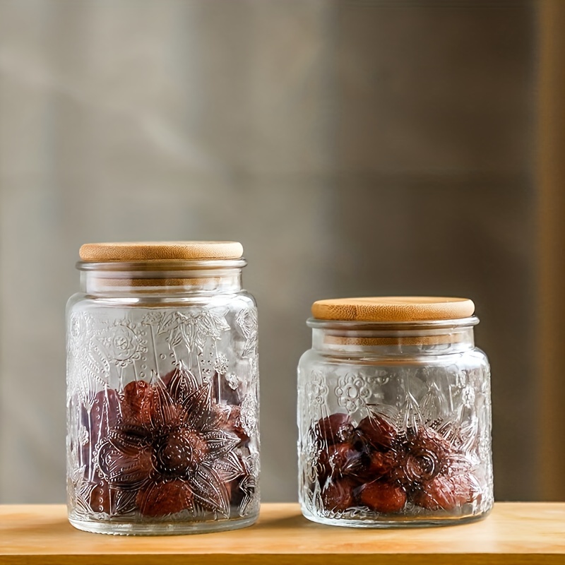 Portable Snowflake Glass Storage Jar With Airtight Wooden - Temu