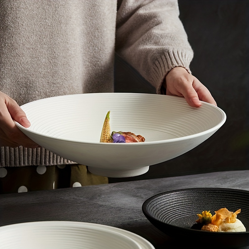 MABEK Piatti da pranzo Insalatiera Ceramica Zuppa Noodle Bowl con Manico  Ondulato Piatto Da Cucina Stoviglie Piatto Da Cena : : Casa e  cucina