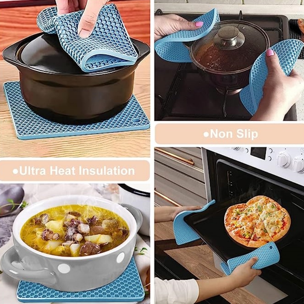 Silicone Trivet Pot Mat, Silicone Pot Holders for Hot Pan and Pot Pads. Heat Resistant Counter Mats for Tables Placemats,Countertops, Spoon Rest and
