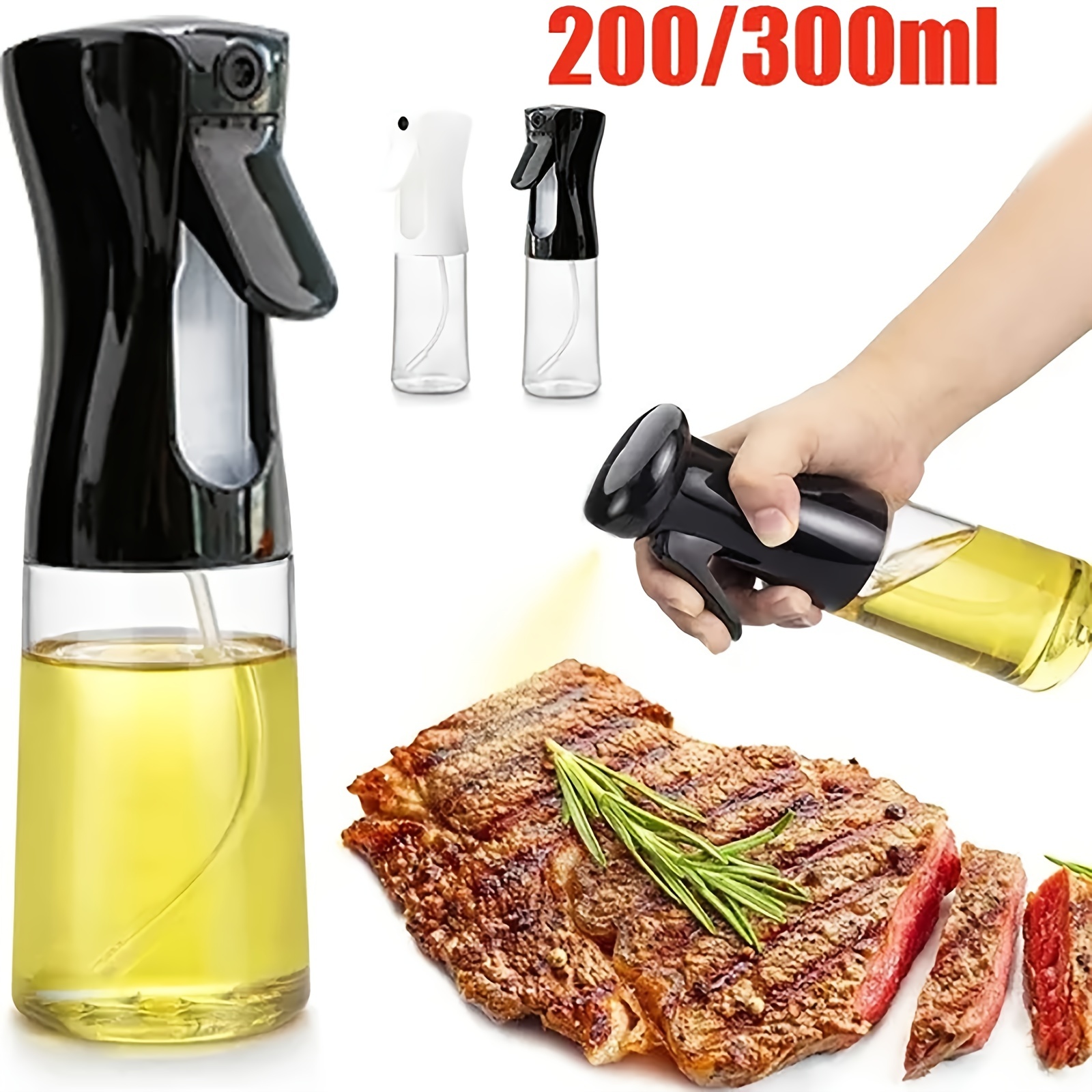 1 pezzo 300ML olio d'oliva Spruzzatore Bottiglia , cucina plastico Spray  Distributore di olio con pressione regolabile controllo per cucinando ,  barbecue