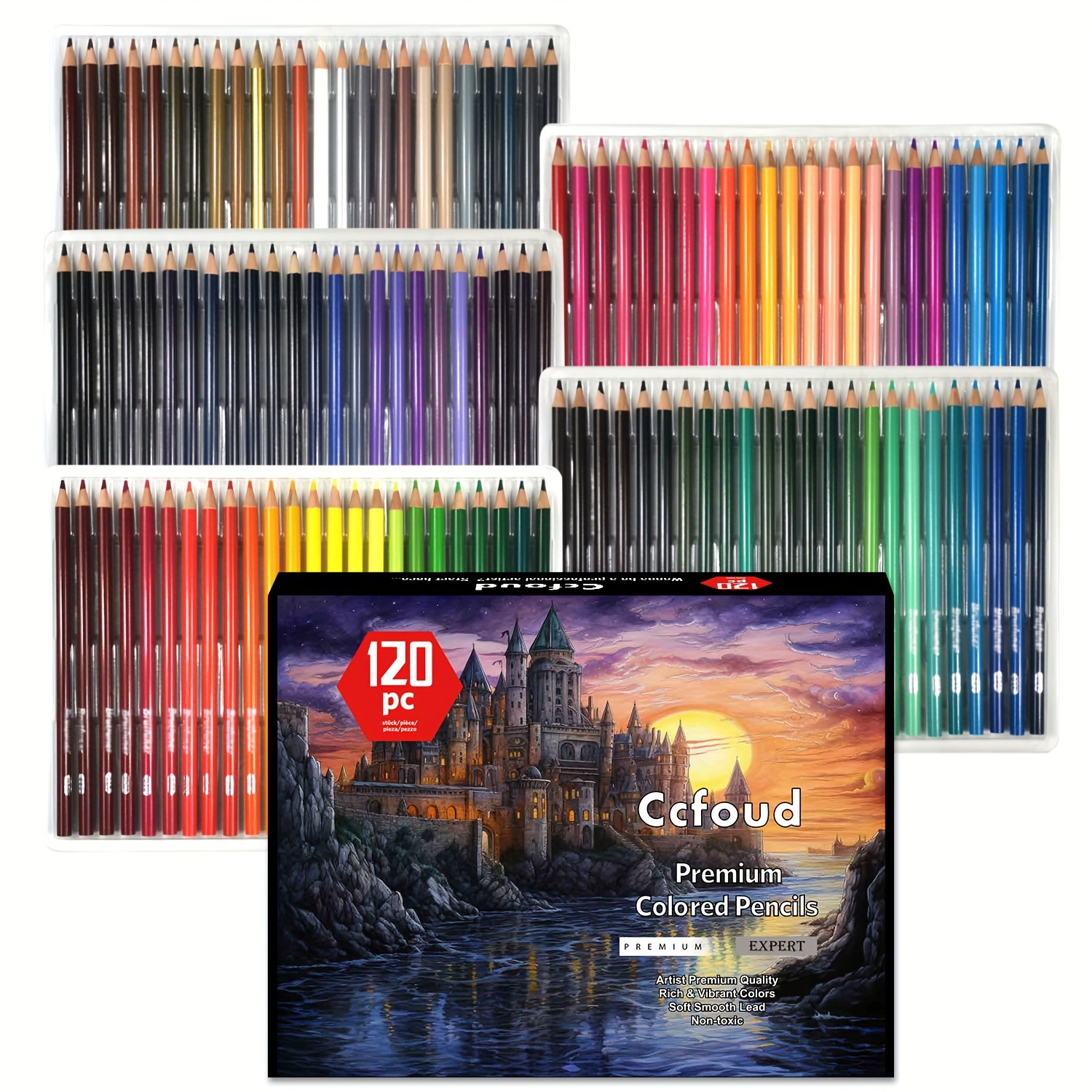 180-Color Artist Colored Pencils Set for Adult Coloring Books