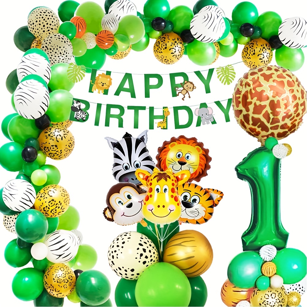 

Set, 65 Jungle 1st Birthday Decorations, Acna And Jungle Hunting Animal Gathering Decorations For Balloons, Animal Balloons, 40 "aluminum Foil Balloons For Wild 1st Birthday Decorations