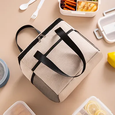 Insulated Lunch Tote Bag, White Letter Name Pattern Handbag, Portable  Picnic Bag For Work School Travel ,Large Capacity Thermal Food Picnic For  Bento Box