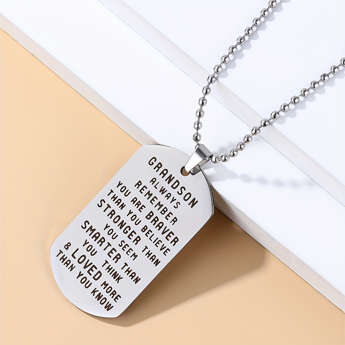Stainless Steel Engraved Necklace Fashion Military Badge - Temu