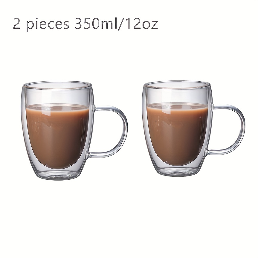 Glass Coffee Cups Set, Double Wall Insulated Glass Mugs Set With Handle,  Perfect For Espresso, Latte, Cappuccino, Mocha And Tea - Temu United Arab  Emirates