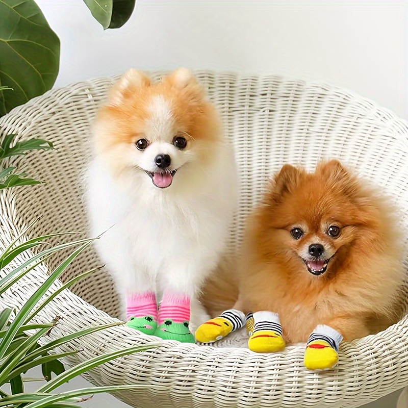 Non-Slip Dog Socks Knitted Pet Puppy Shoes Paw Print for Small