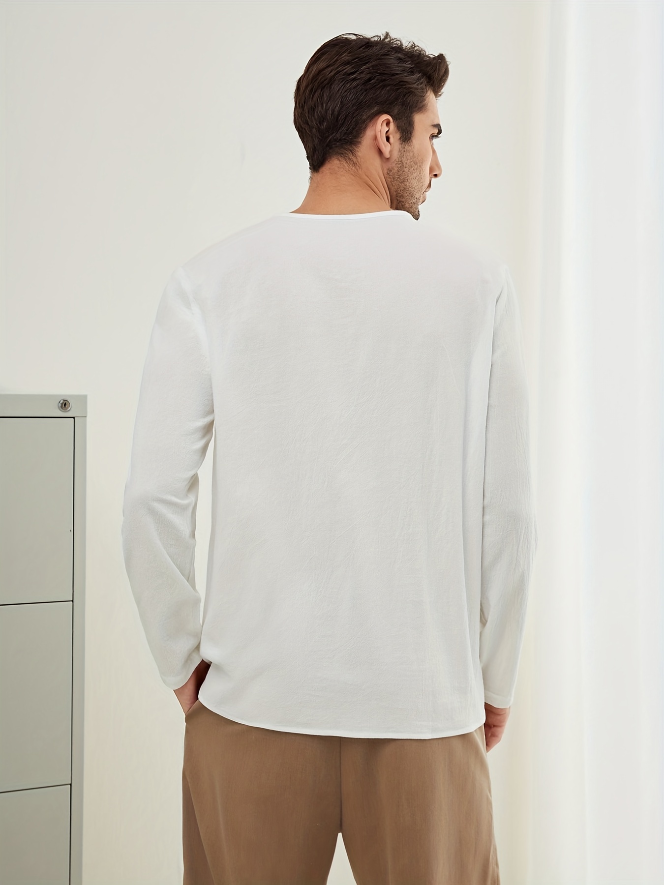 Mens White Long-Sleeve T-Shirt, Designer Menswear