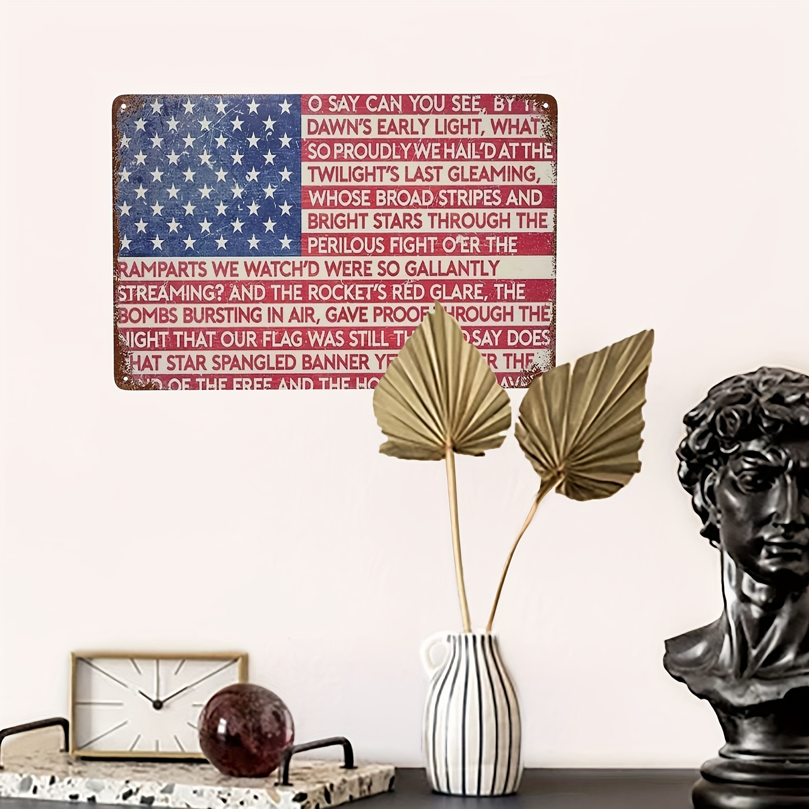 American Flag Star Spangled Banner Lyrics Vintage Sign