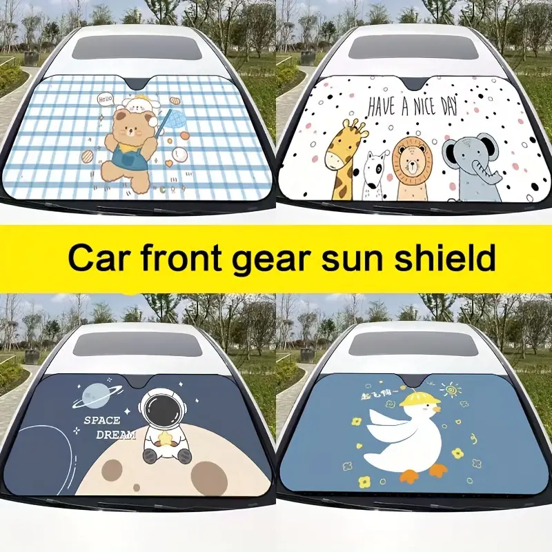 Faltbarer Cartoon beheizter Windschutzscheiben Sonnenschutz - Temu