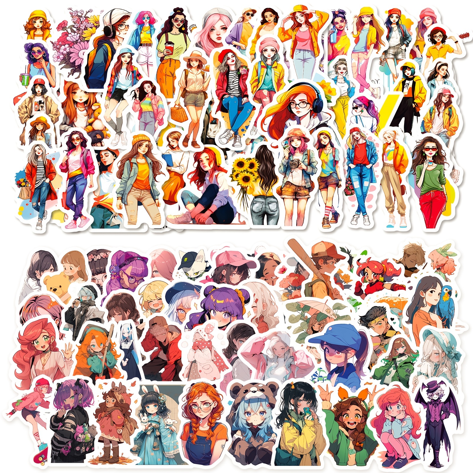 Pack d'autocollants de personnages de dessins animés kawaii pour
