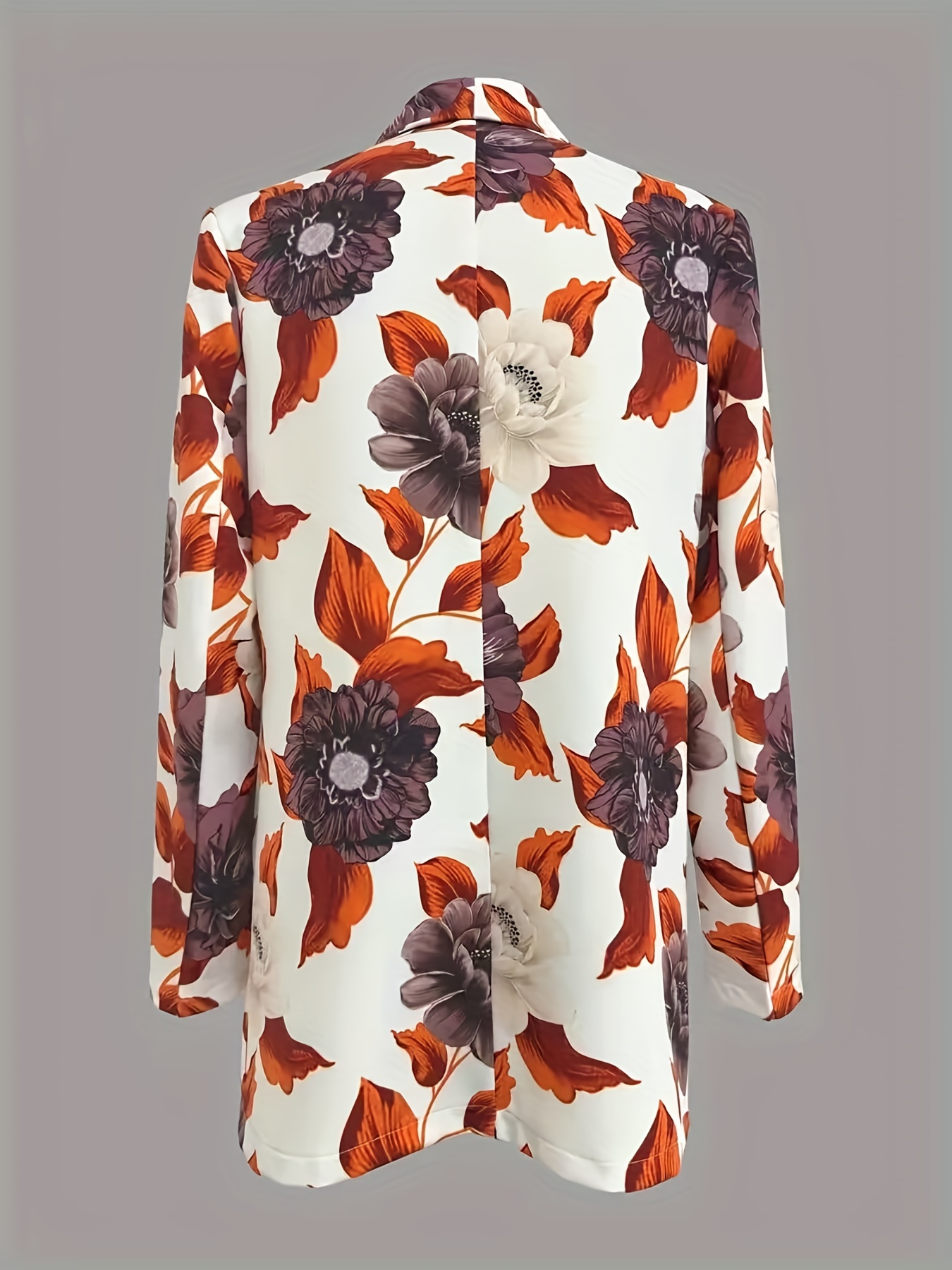 Casual Floral Blazer Long Sleeve Shawl Collar