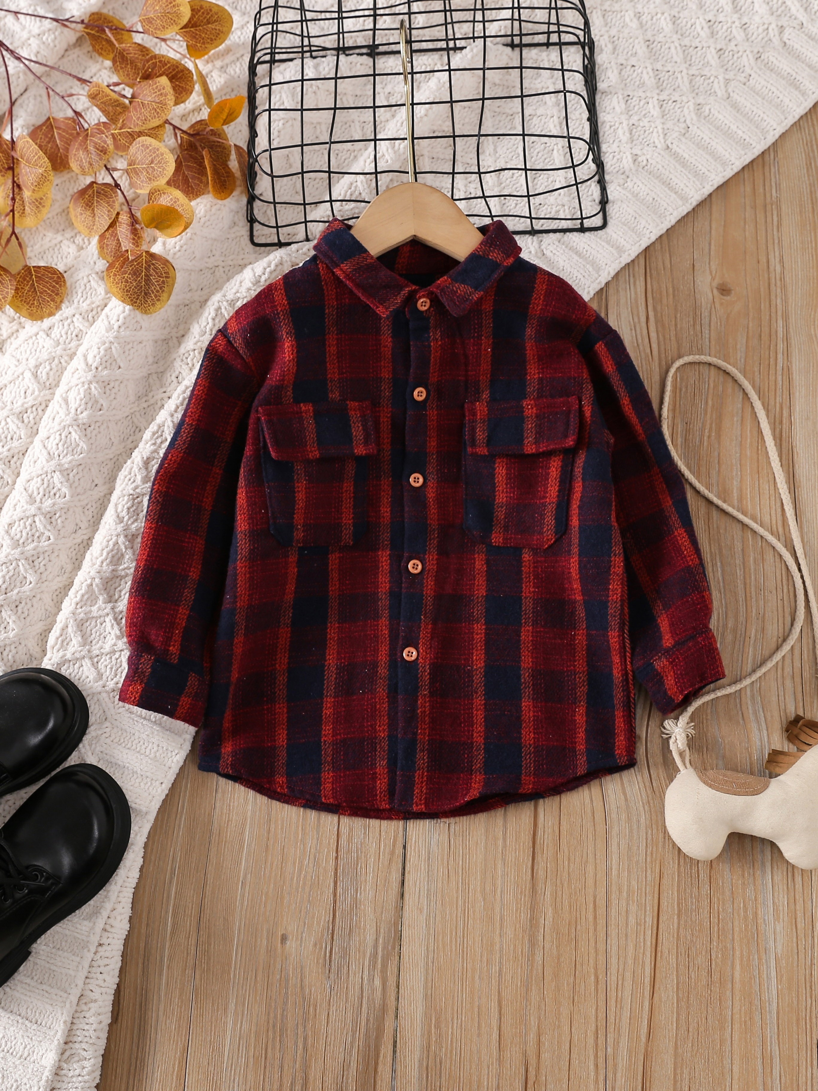 baby girl red and black plaid shirt