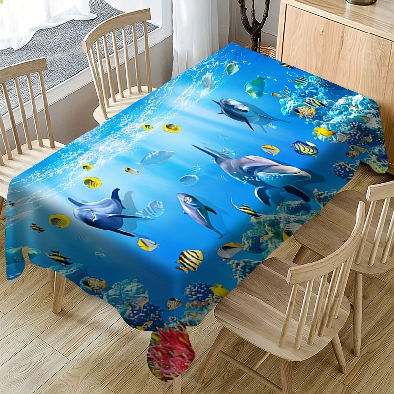 Tablecloth Marine Theme Kinds Fish Pattern Table Decor - Temu