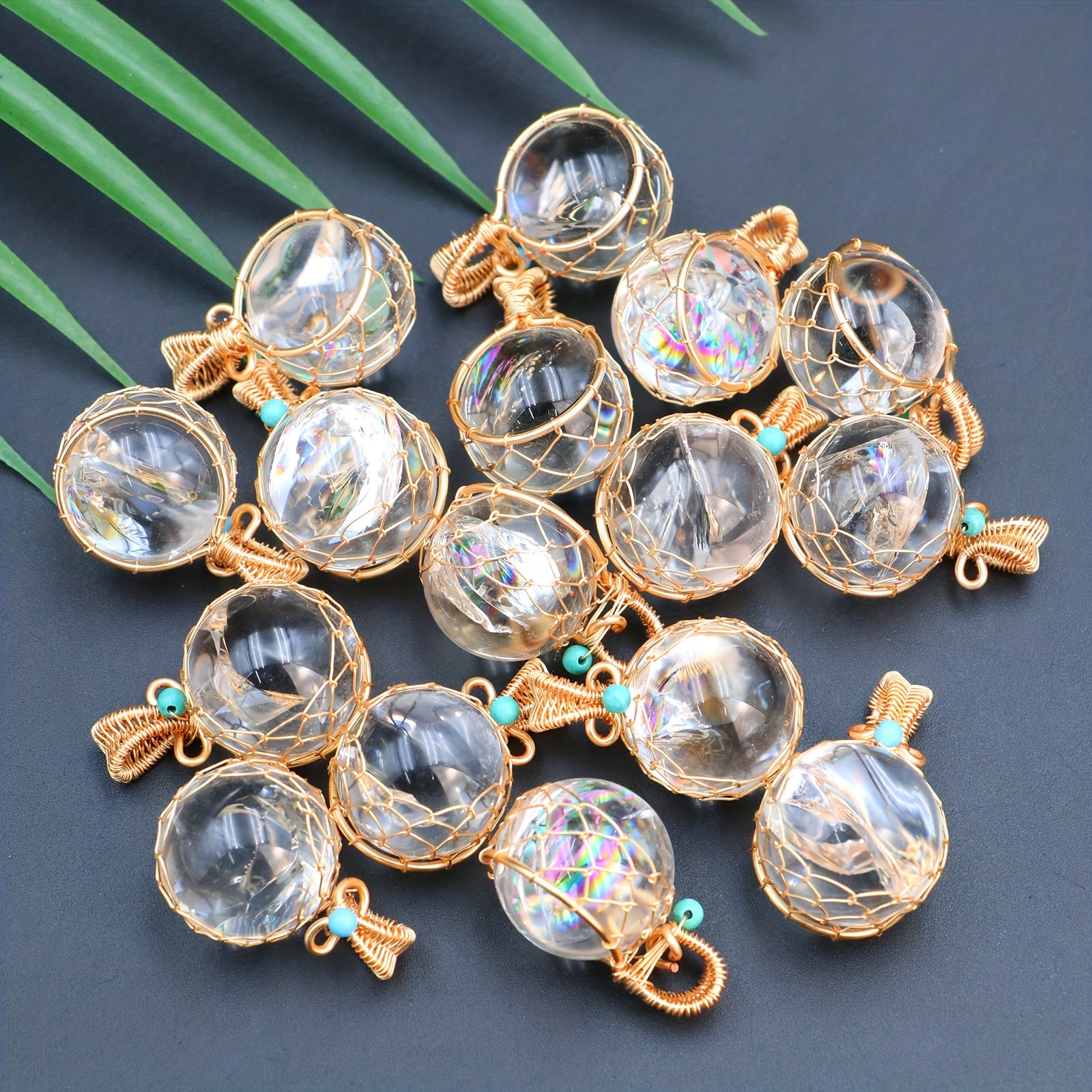 1pc Crystal Ball Pendant Natural Crystal Ball Burst Healing Energy Holiday Gift