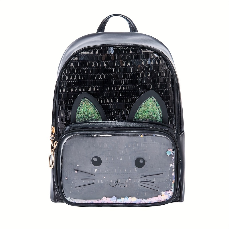 Cute Cat Glitter School Backpack, Girls Book Bag Large Capacity Bag For  Girls - Temu