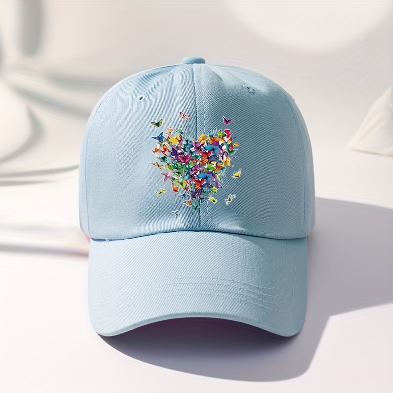 Heart & Butterfly Print Baseball Cap Women's Lightweight Casual Sun Hat