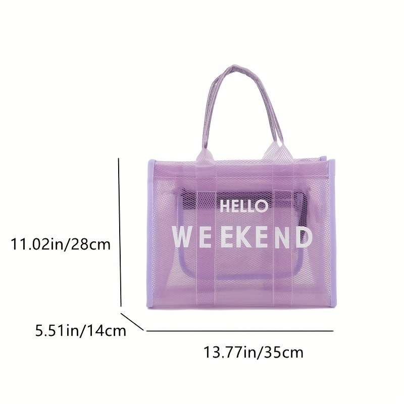 Letter Graphic Shoulder Tote Bag PVC With Inner Pouch, Clear Bag
