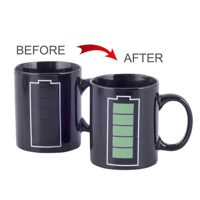 Battery Color Changing Mug Programmer Coffee Fuel Gift Cup Thermo Heat  Sensitive