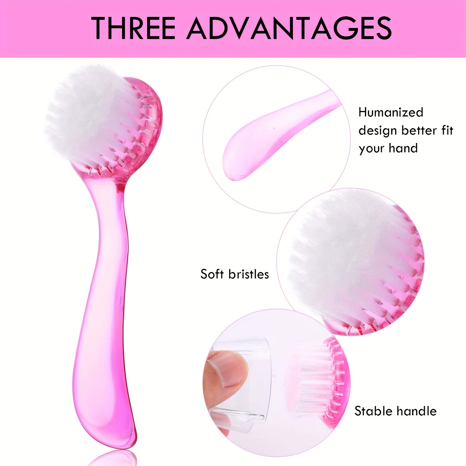 3PCs Facial Cleansing Brush Acrylic Handle Face Scrubbers Exfoliator Cleaner
