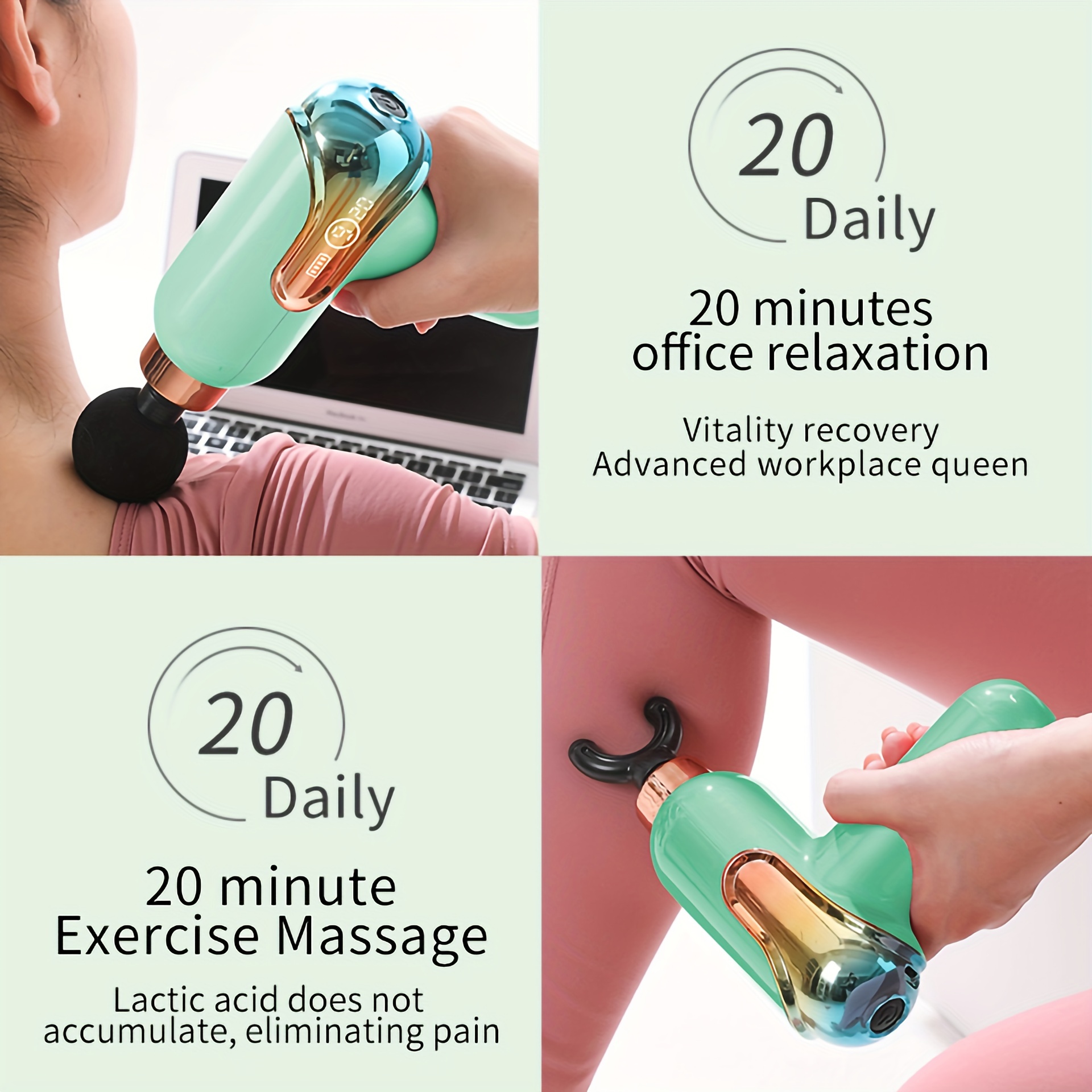 Massage Gun, Portable Deep Tissue Percussion Massager with 20 Adjustable  Speeds